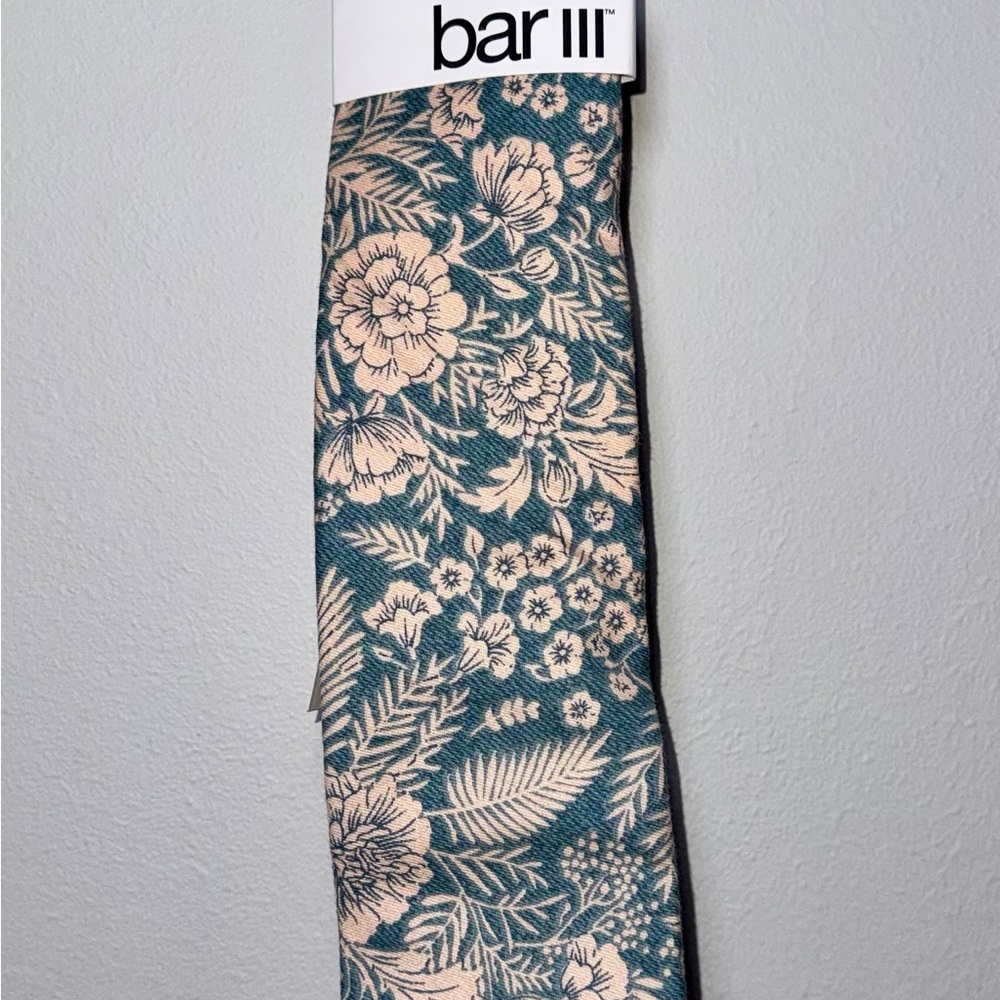 Bar III Floral Tie - Teal and Beige